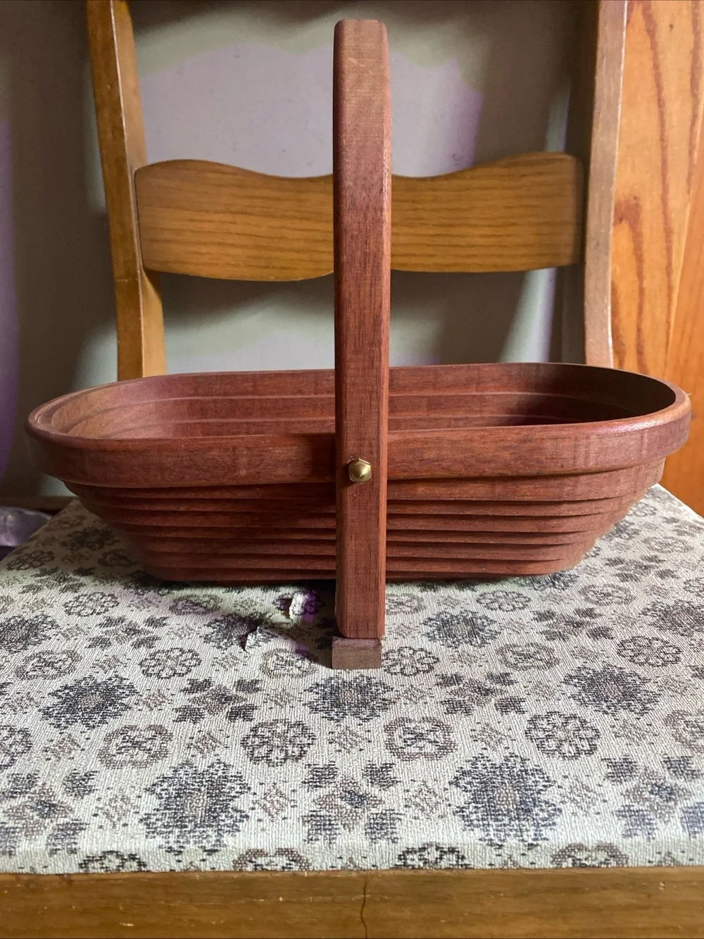 Vintage Collapsible Wooden Basket & Trivet Cottagecore